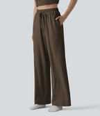 Pantalon de détente ample taille haute avec cordon de serrage et poches