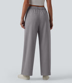 Pantalon chino tailleur en coton, taille haute, coupe droite et poches
