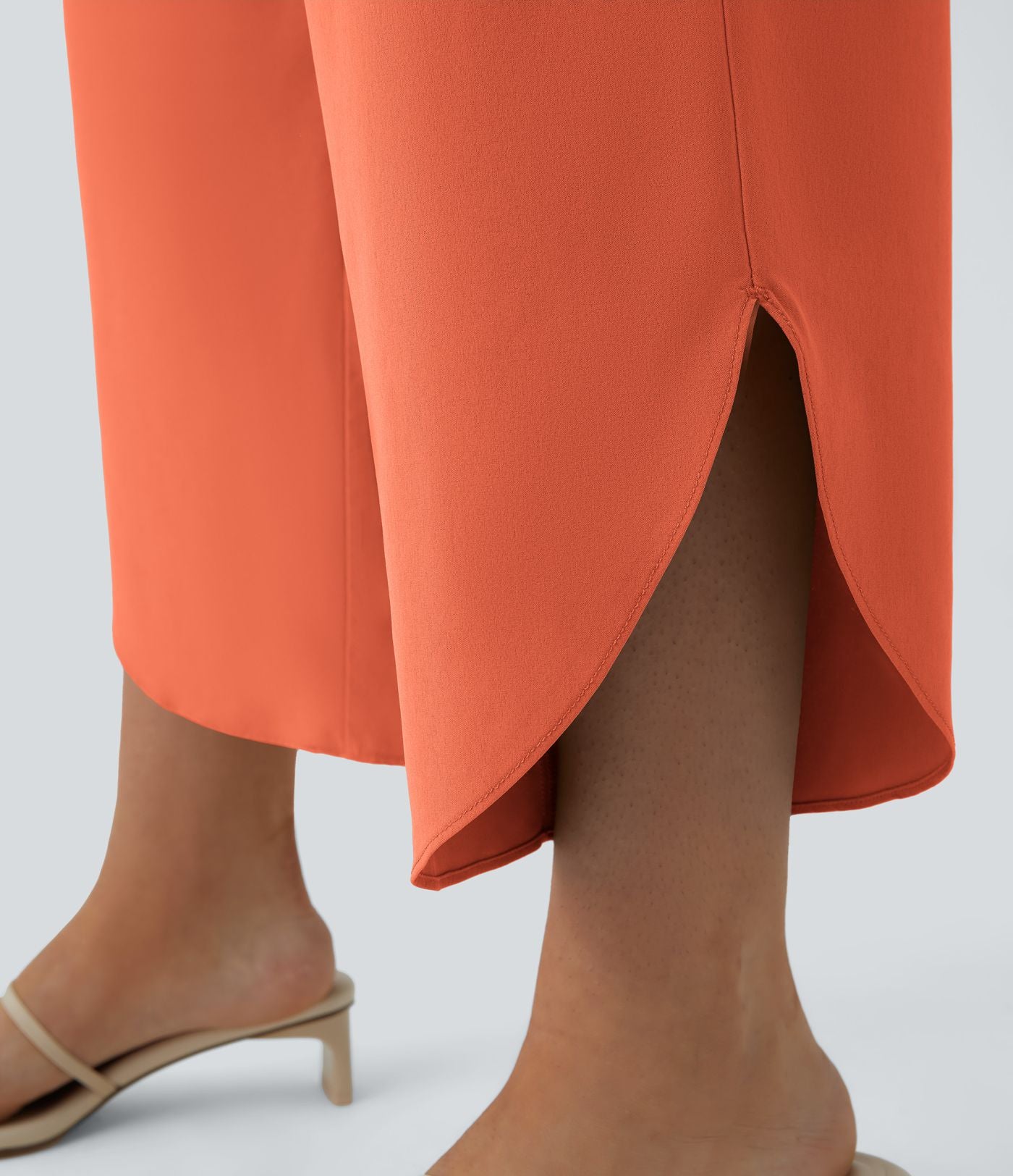 Breezeful™ Pantalon Fluide Vacances Séchage Rapide Taille Haute Croisée Poches Latérales Plissées Fente