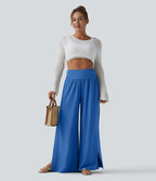 Pantalon fluide Breezeful™ taille haute à séchage rapide avec fronces, fente et poches