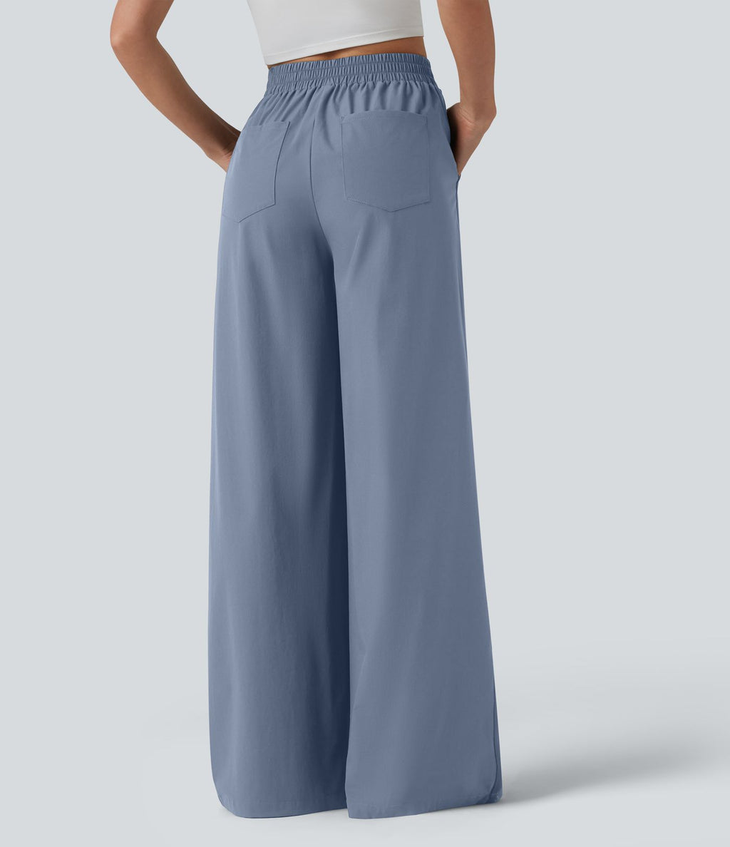 Pantalon large taille haute avec poches