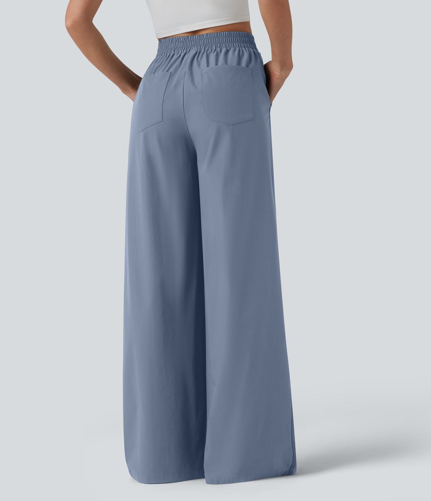 Pantalon large taille haute avec poches