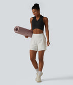 Débardeur de yoga SoftlyZero™ Airy court col V, brassière intégrée, dos nageur, ourlet croisé, à effet frais InstantCool