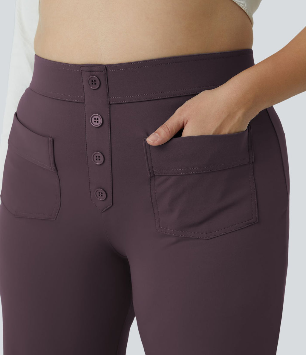 Pantalon coupe droite grande taille taille haute DayStretch avec poches