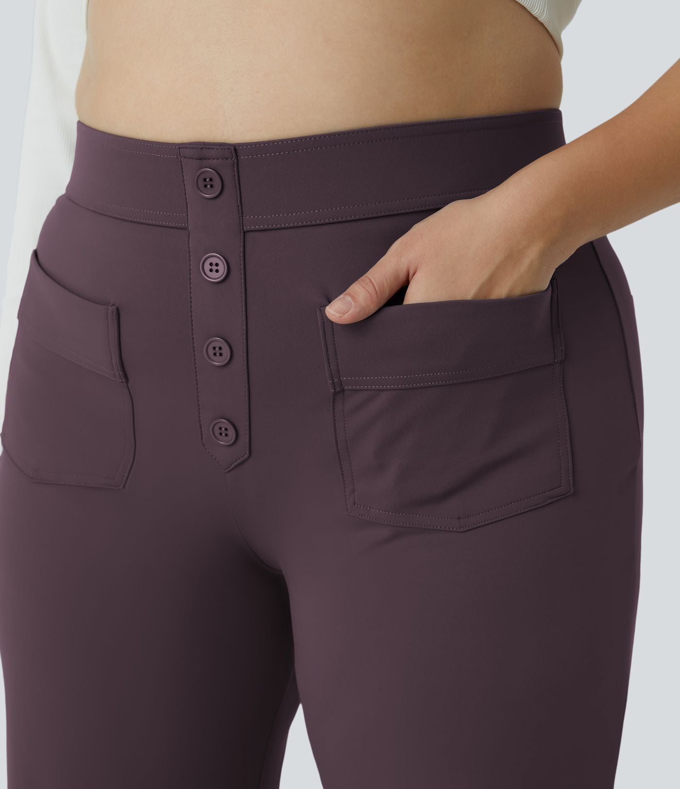 Pantalon coupe droite grande taille taille haute DayStretch avec poches