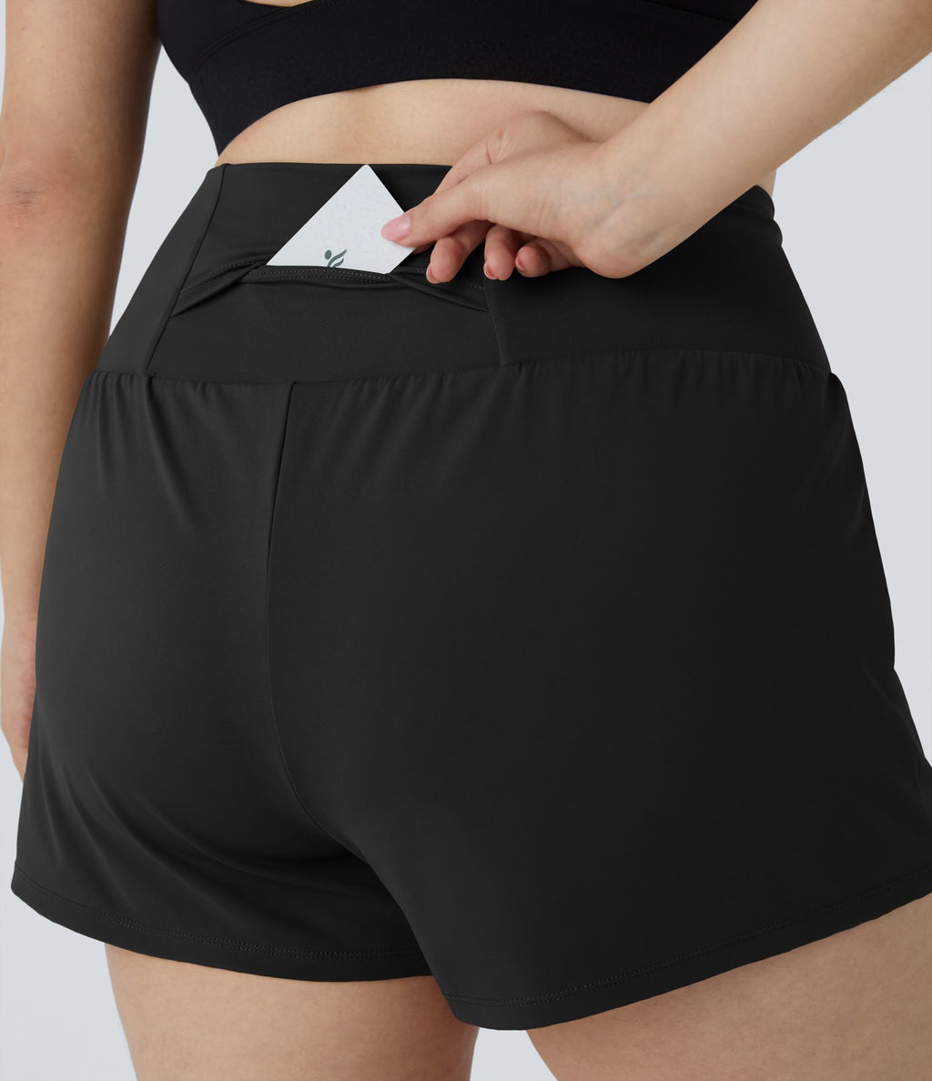 Short 8,8cm Sport Grande Taille 2 en 1 avec Poches Arrière et Poches Latérales Cachées