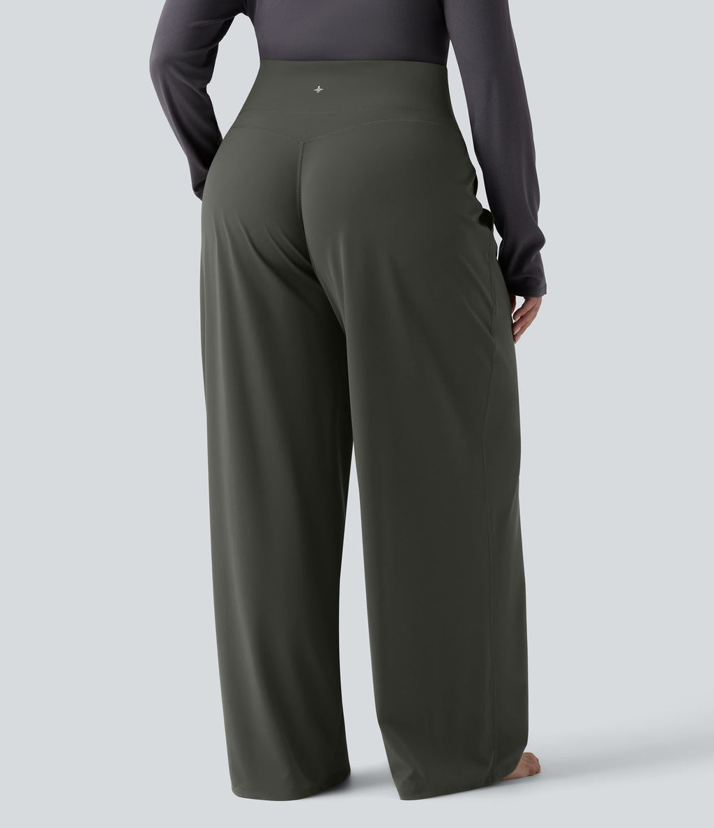 Pantalon de yoga grande taille jambes droites taille haute gainant Halara UltraSculpt™ avec poches