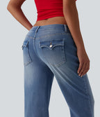 Halara Flex™ Jean droit casual taille basse avec poches