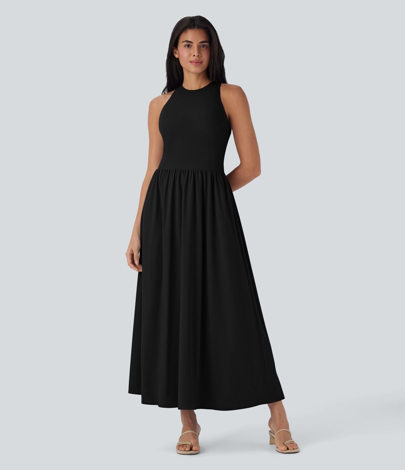 Robe longue décontractée Breezeful™ avec dos nu, bretelles croisées, séchage rapide et poches latérales