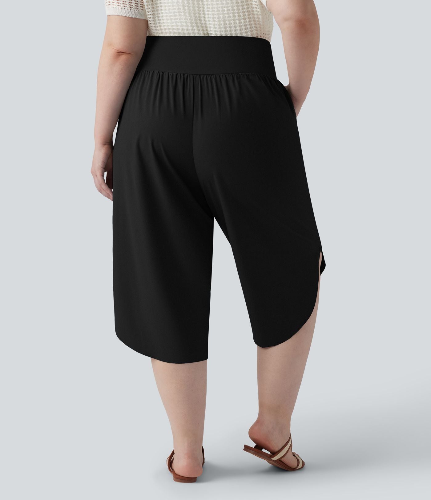 Pantalon capri grande taille Breezeful™ taille haute gainant à ourlet arrondi séchage rapide avec poches