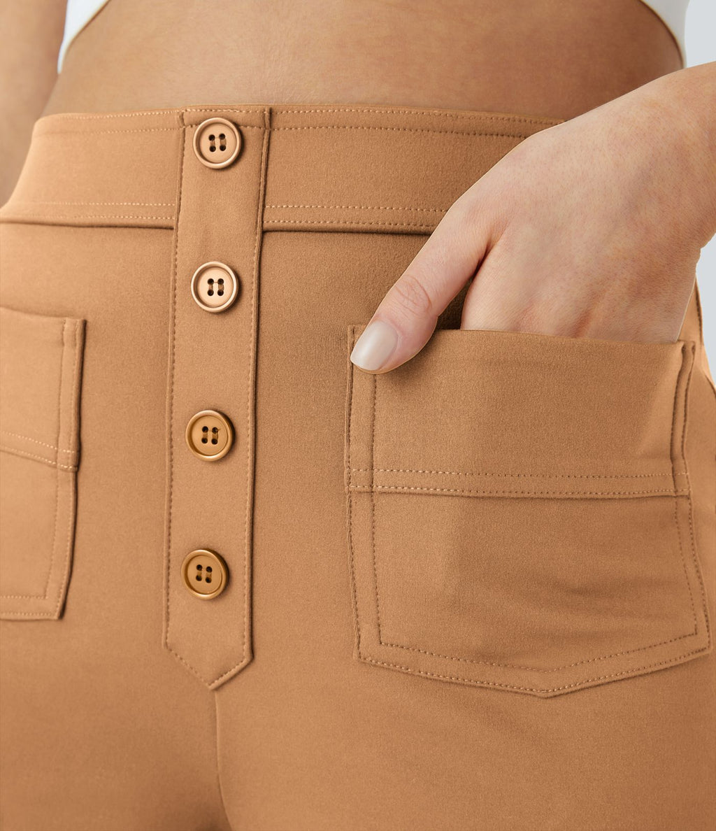 Pantalon taille haute coupe droite DayStretch avec poches