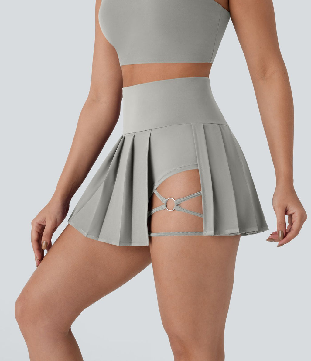 Jupe-short de danse mini Breezeful™ à taille haute, plissée, 2-en-1, avec poches latérales et arrière, ourlet asymétrique et séchage rapide