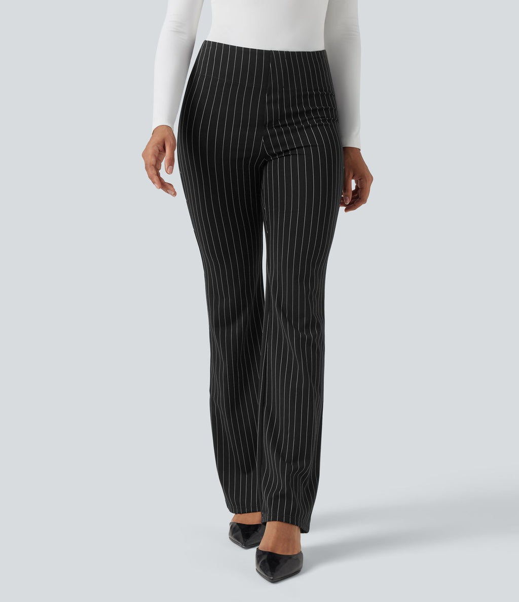 Halara Flex™ Pantalon tailleur évasé à rayures taille haute avec poches