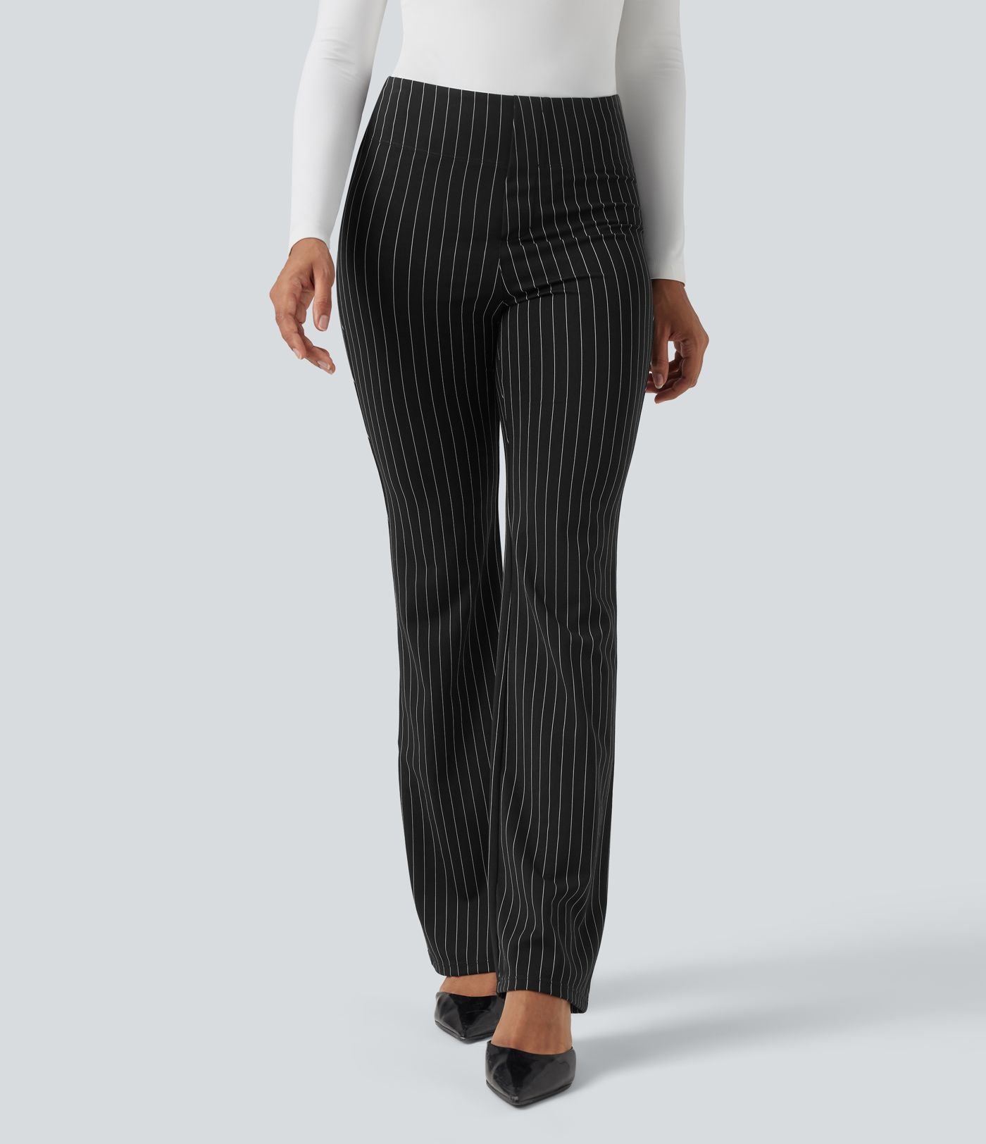 Halara Flex™ Pantalon tailleur évasé à rayures taille haute avec poches