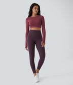 Top Sport Yoga Uni à Trou pour le Pouce Coupe Courte