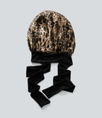 Bonnet de nuit en satin imprimé léopard