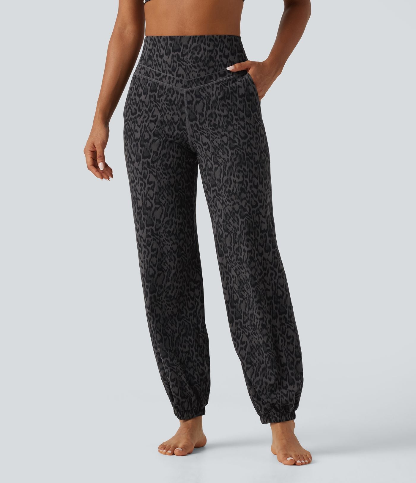 Jogging de yoga Halara UltraSculpt™ taille haute gainant imprimé léopard avec poches