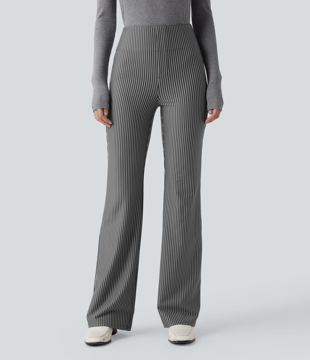 Pantalon de travail Halara Flex™ évasé à rayures, taille haute, avec poches