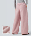 Pantalon large teddy taille mi-haute avec cordon de serrage et poches
