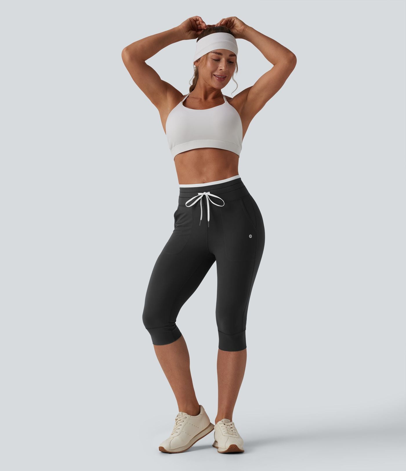 Legging de yoga corsaire Halara UltraSculpt™ color block taille haute gainant avec cordon de serrage avec poches