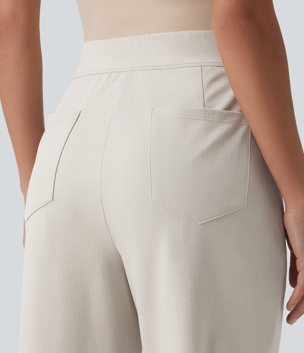 Pantalon tailleur 7/8 fuselé Halara Flex™ à chevrons taille haute avec ourlet arrondi et poches