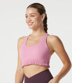 Brassière de sport pour entraînement à maintien léger, col U, ourlet à volants