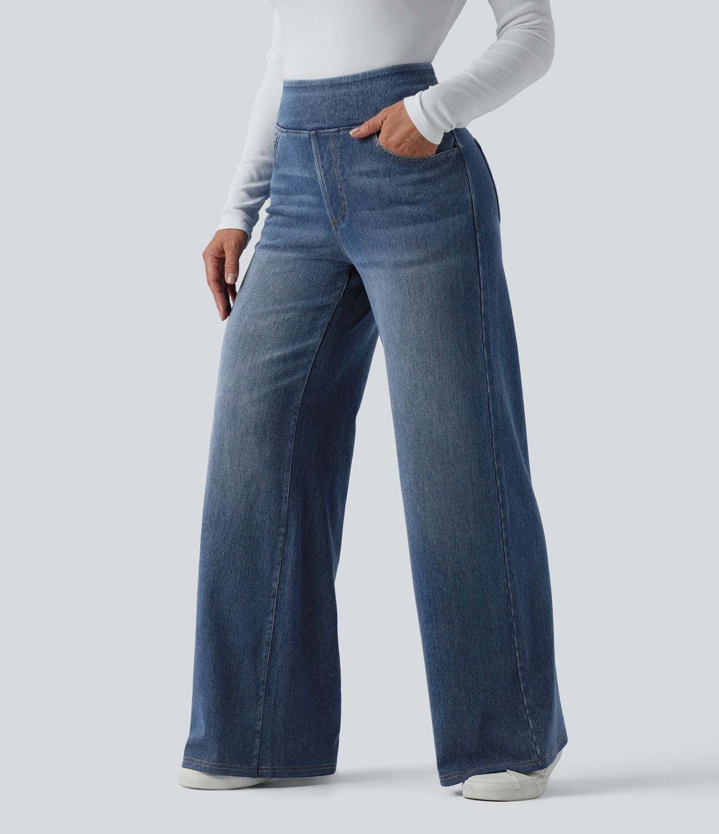 Halara Flex™ Denim Heat Jean large casual taille haute avec poches