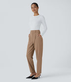 Pantalon tailleur Halara Flex™ fuselé uni, taille haute, avec poches