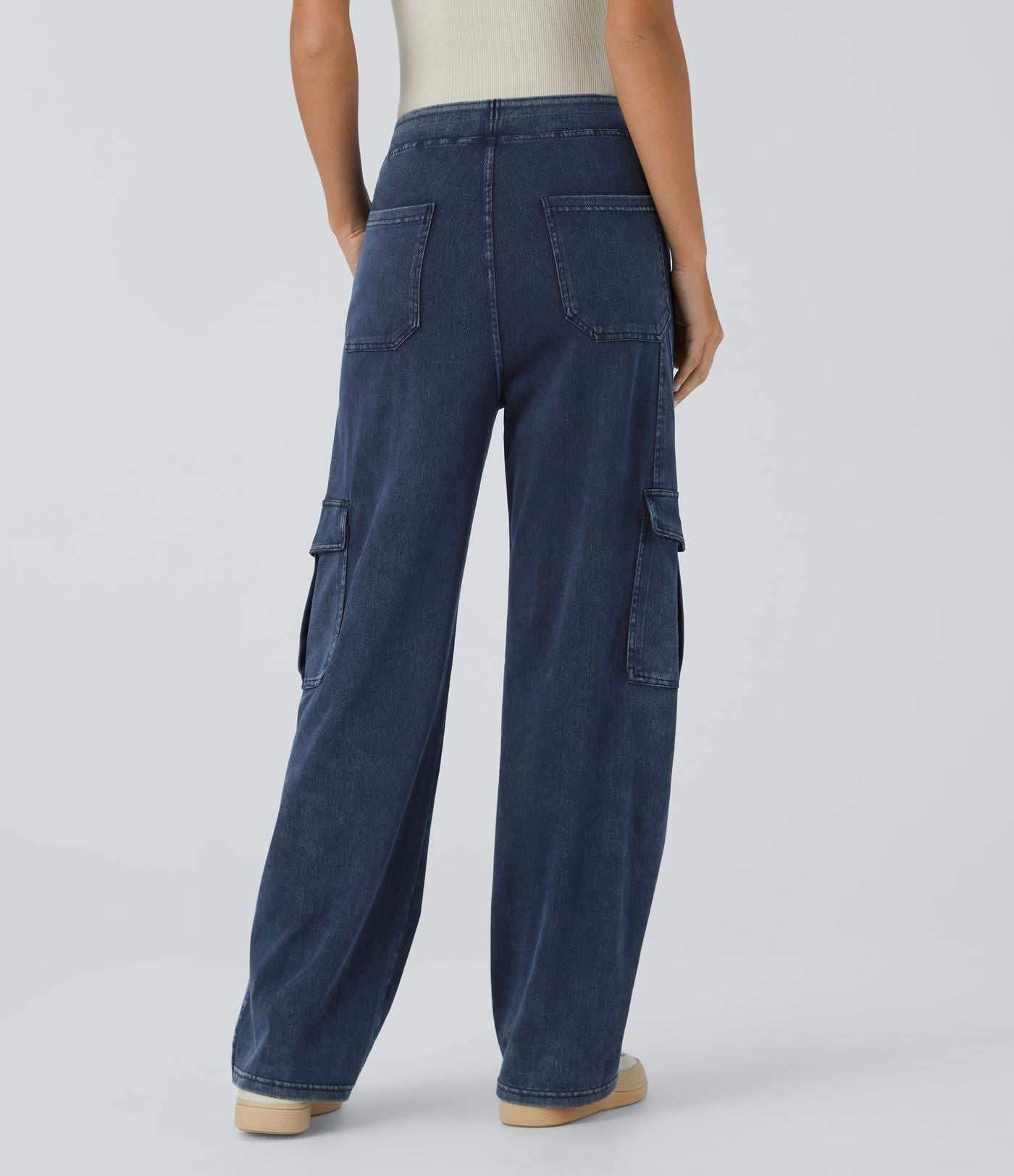 Halara Flex™ Taille Mi-Haute Multiples Poches Jambe Droite Jean Cargo Décontracté Extensible