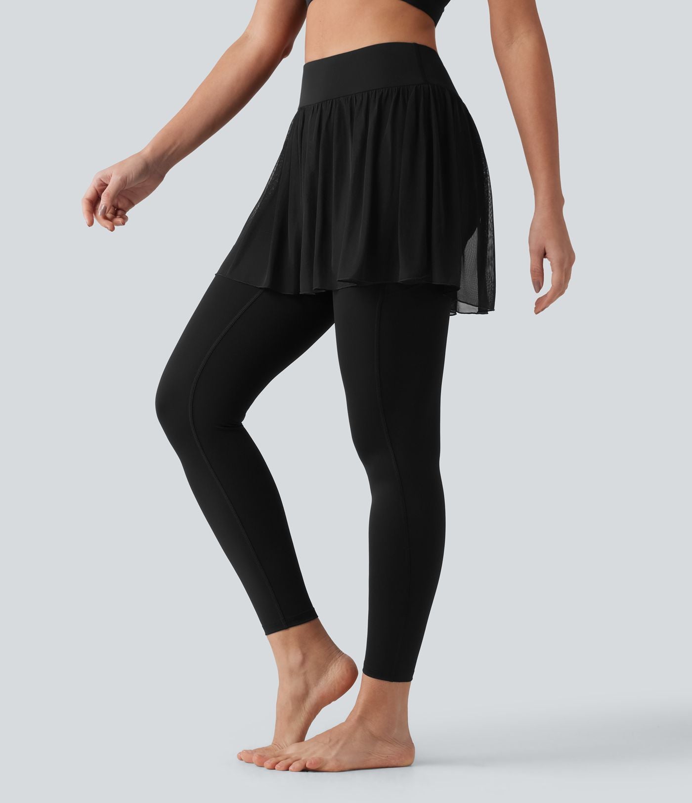 Legging de sport 2-en-1 SoftlyZero™ effet frais InstantCool taille haute avec mesh contrastant et poches, protection solaire UPF50+