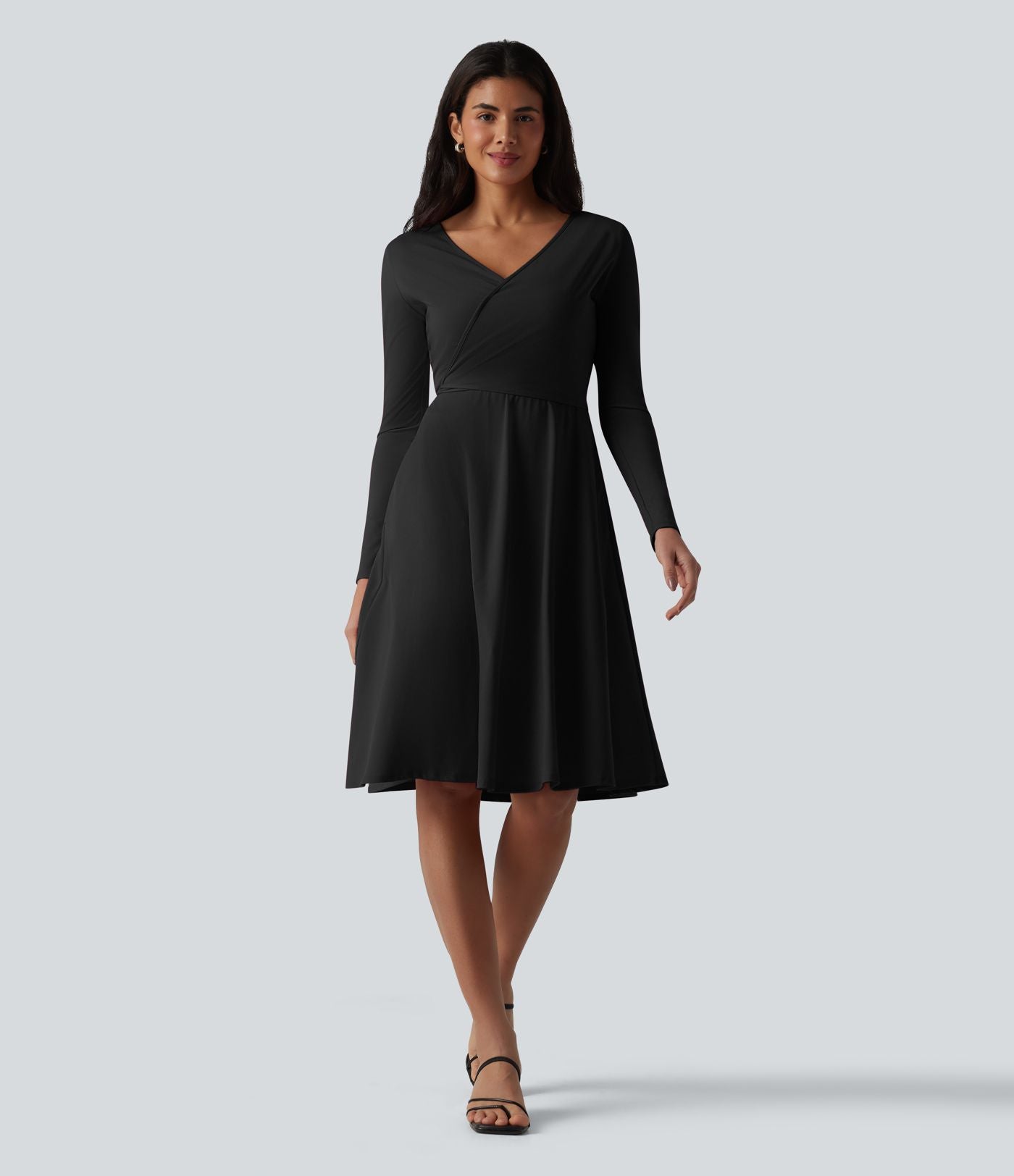 Robe midi SoftlyZero™ Airy 2-en-1 effet frais InstantCool à manches longues, coupe portefeuille et poches