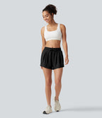 Short de running baggy 2-en-1 taille mi-haute avec cordon ajustable et poche