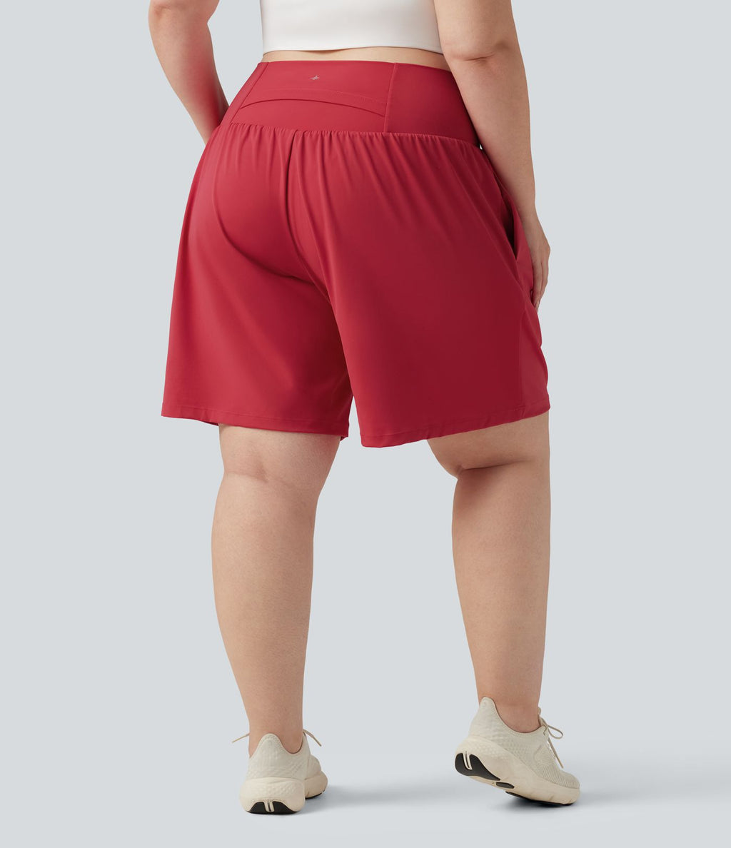 Short de yoga grande taille SoftlyZero™ Airy 2-en-1 taille très haute, à effet frais InstantCool, avec poches, 23 cm