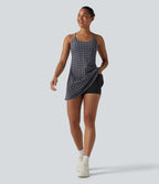 Robe sport mini 2-en-1 de tennis à carreaux tartan froissés, séchage rapide et poches – Édition Easy Peasy