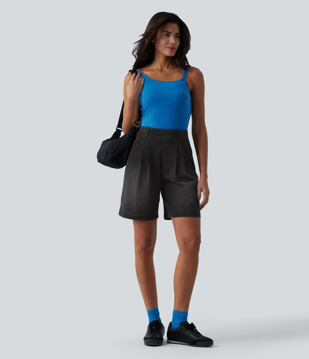 Halara Flex™ Short ample plissé en denim taille haute avec poches