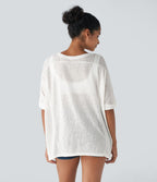 Top Casual Oversize Asymétrique Ourlet Fendu Transparent