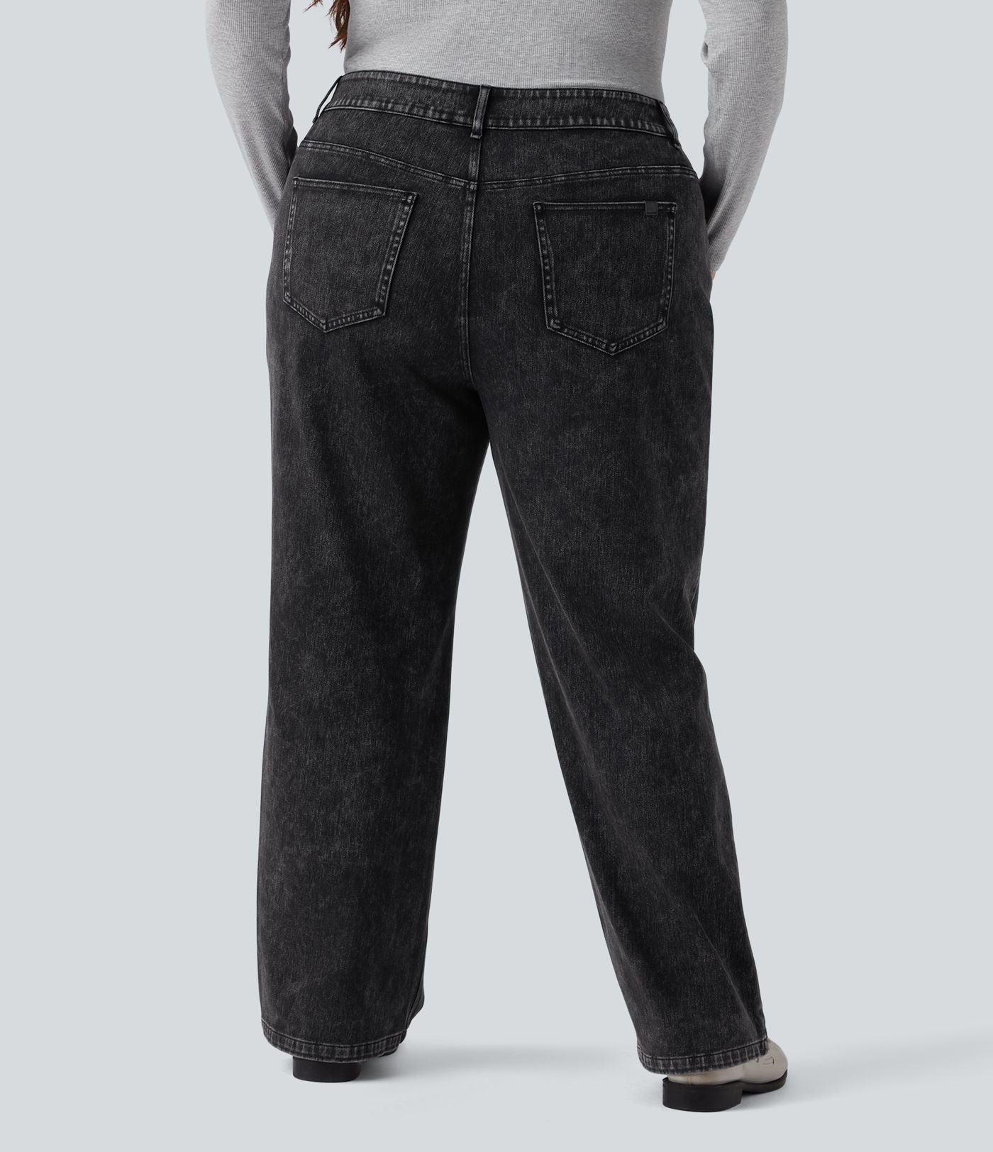Halara Flex™ Jean casual grande taille jambe droite taille haute avec poches