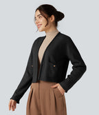 Cardigan tailleur ouvert manches longues avec poches