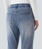 Jean décontracté slim Halara Flex™ taille haute avec cordon de serrage, ourlet retroussé et poches