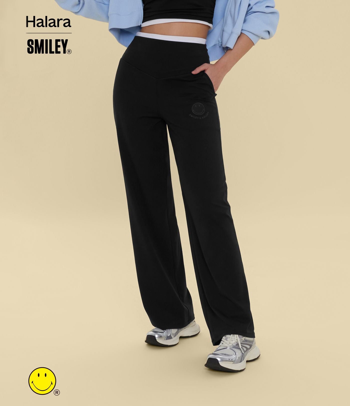 Pantalon de yoga droit Halara X Smiley® Halara UltraSculpt™ taille haute ventre plat avec poches