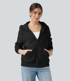 Sweat-shirt coton polaire à capuche cordon de serrage manches longues avec poches