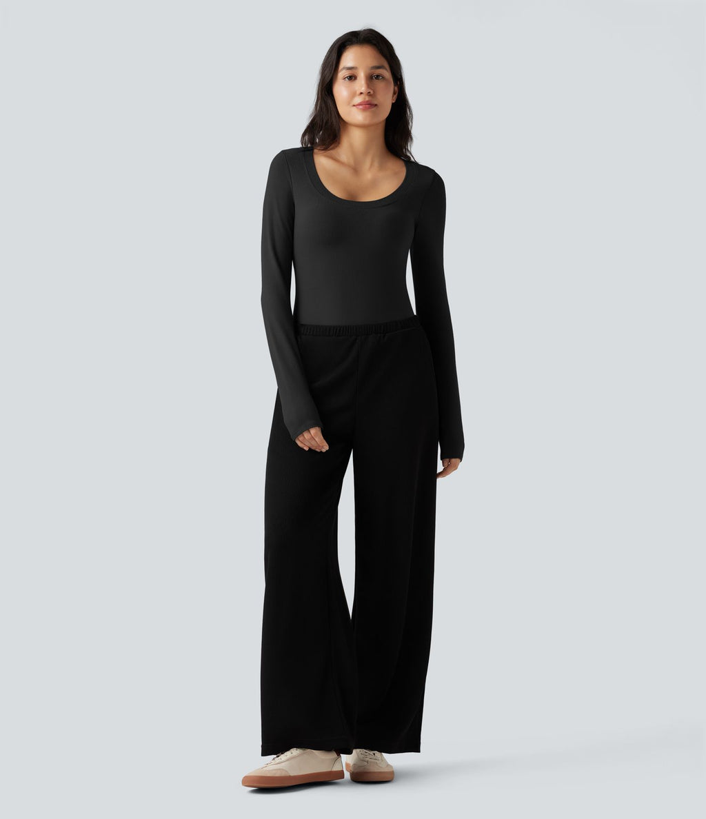 Top casual chaud push-up à col arrondi et manches longues - Bonnet A/B