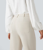 Pantalon tailleur évasé taille haute avec poches