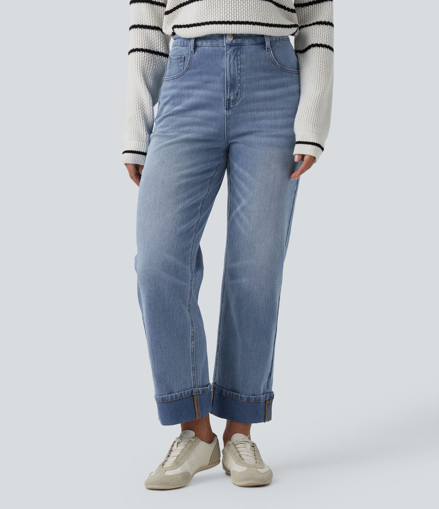 Jean droit 7/8 décontracté Halara Flex™ taille haute avec poches