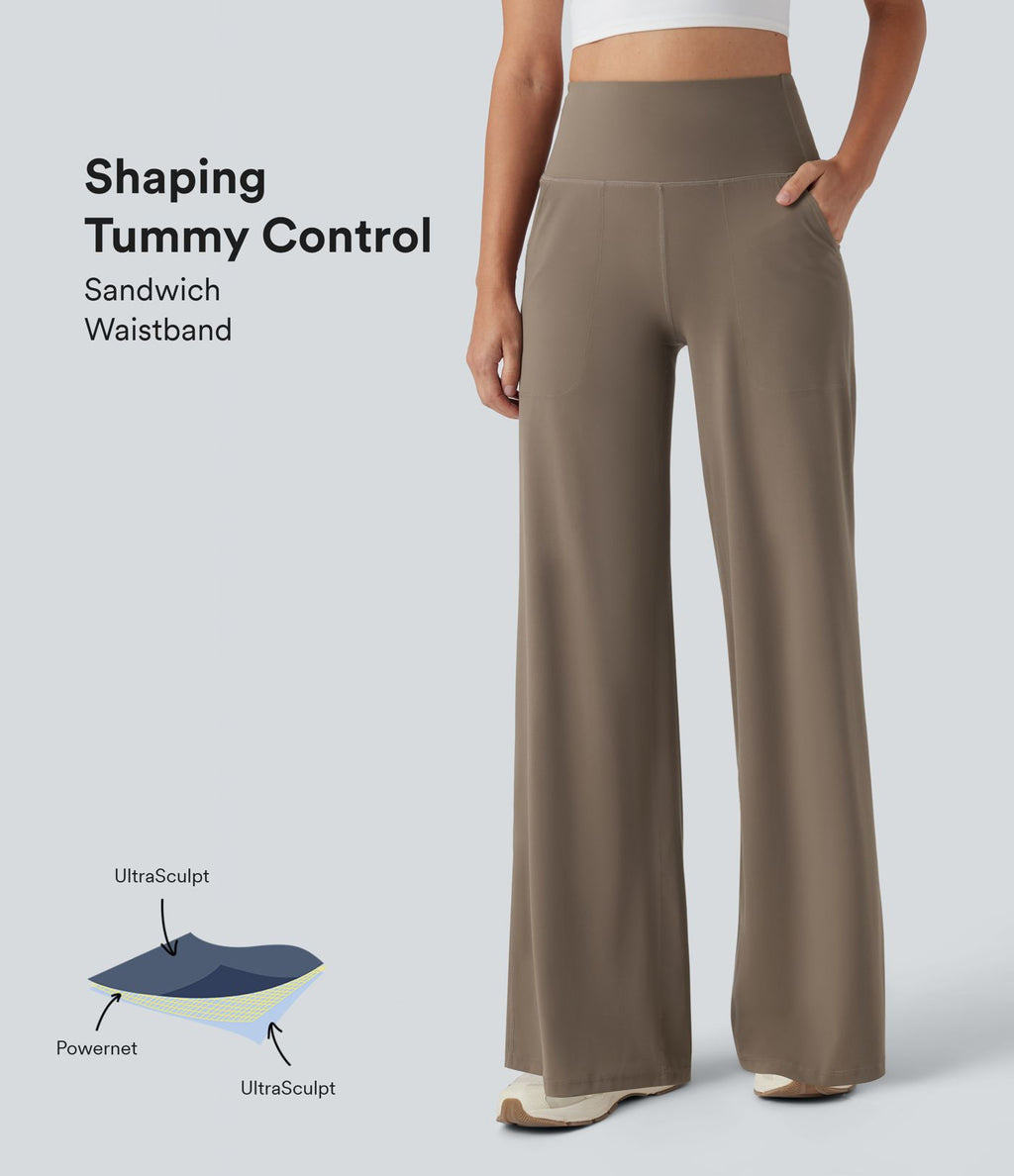 Pantalon de yoga large Halara UltraSculpt™ taille haute gainant avec poches
