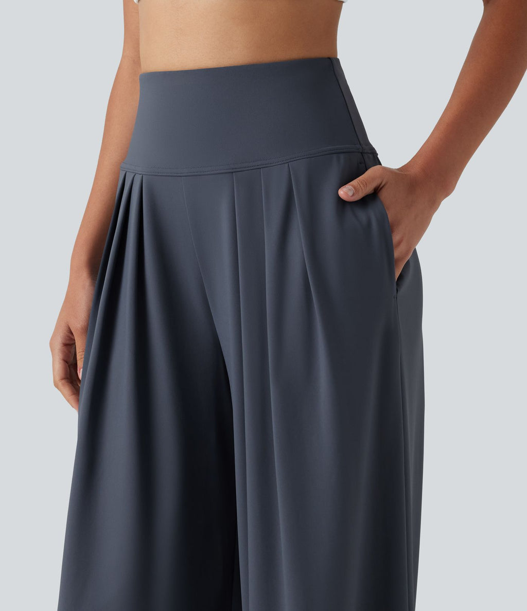 Pantalon yoga ample SoftlyZero™Airy effet frais InstantCool à plis taille haute avec poches