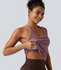 Débardeur de yoga à encolure U, toucher frais, séchage rapide, coussinets amovibles et protection solaire UPF 50+