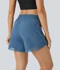 Short 12,5cm Running Fluide 2 en Taille Mi-Haut Cordon de Serrage Mesh Contrastant