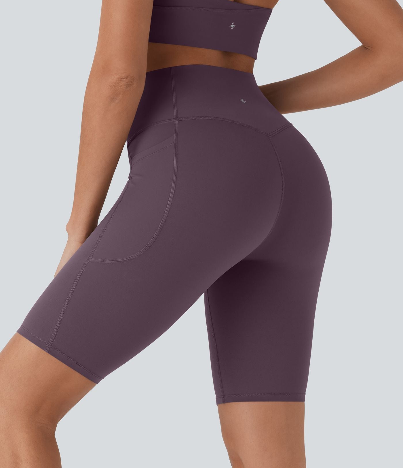 Short cycliste 22,8 cm d'entraînement gainant taille haute avec poches Halara UltraSculpt™