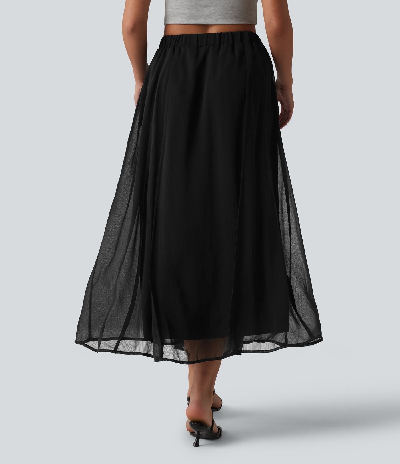 Jupe midi fluide taille haute